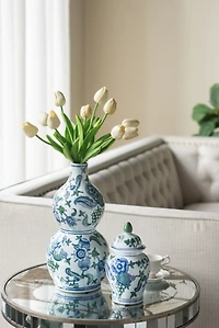 Blue and Green Blossom Double Gourd Vase