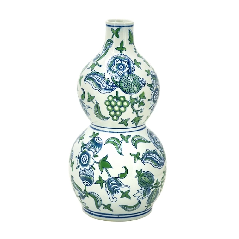 Blue and Green Blossom Double Gourd Vase