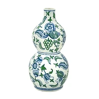 Blue and Green Blossom Double Gourd Vase