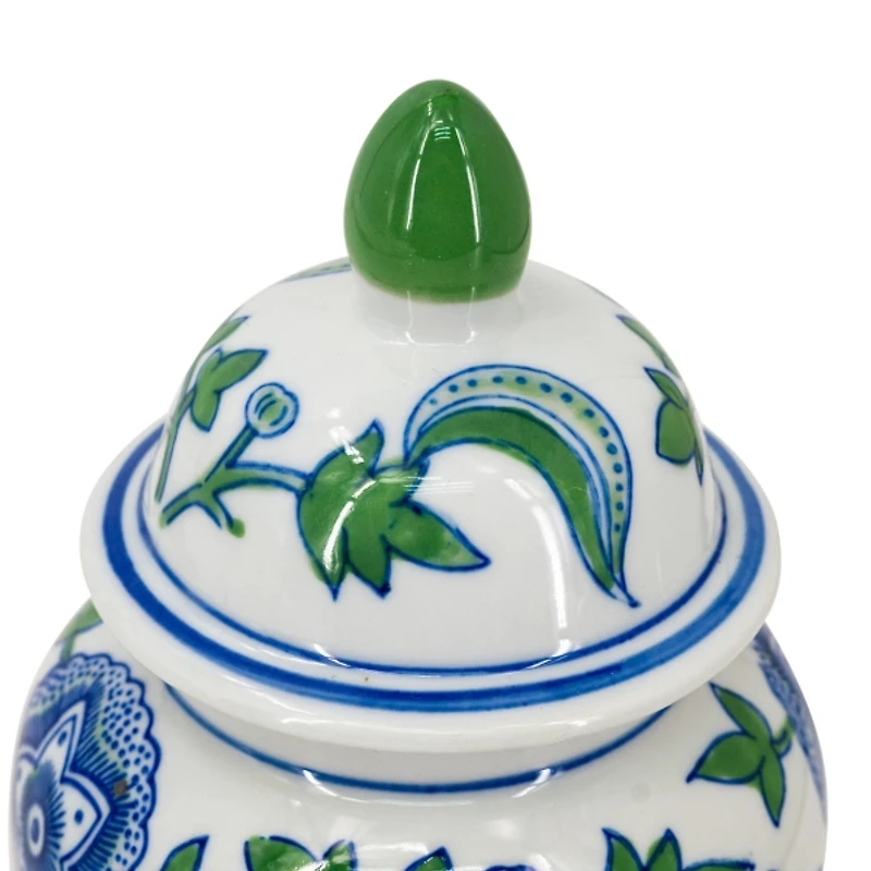 Green & Blue Botanical Porcelain Jars, Set of 3