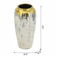 Distressed Gray Vase with Gold Splatter