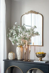Distressed Gray Vase with Gold Splatter