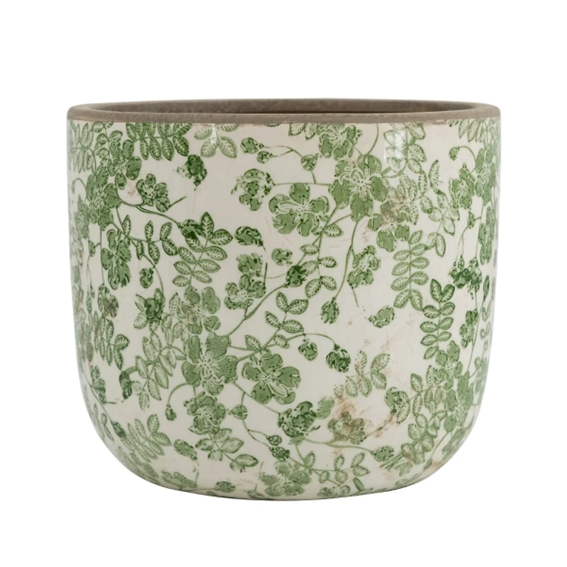 Green Floral Ceramic Planter