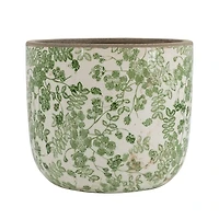 Green Floral Ceramic Planter
