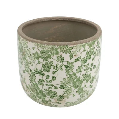Green Floral Ceramic Planter