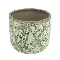 Green Floral Ceramic Planter