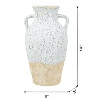 White Two-Tone Ceramic Jug Vase with Handles