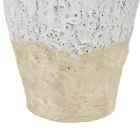 White Two-Tone Ceramic Jug Vase with Handles