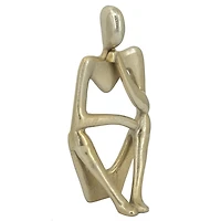 Gold Metal Pondering Figure I Sculpture
