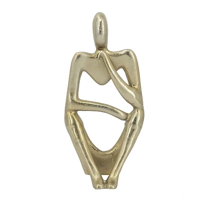 Gold Metal Pondering Figure I Sculpture