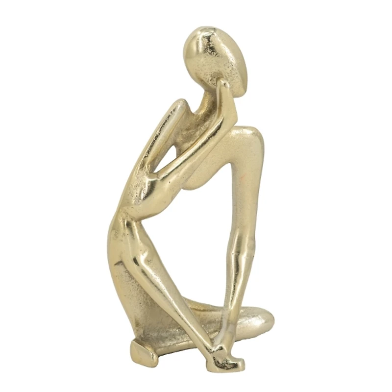 Gold Metal Pondering Figure II Sculpture
