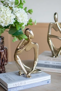 Gold Metal Pondering Figure II Sculpture