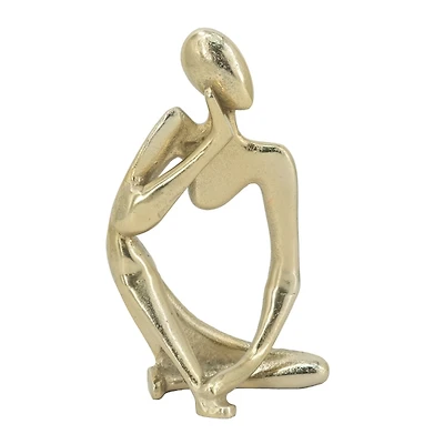 Gold Metal Pondering Figure II Sculpture