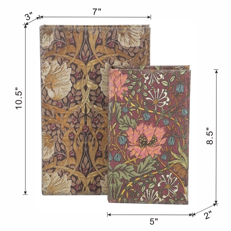 Floral Art Nouveau Book Boxes, Set of 2