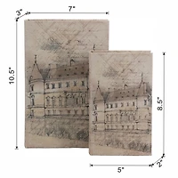 Gray Architectural Sketches Book Boxes, Set of 2