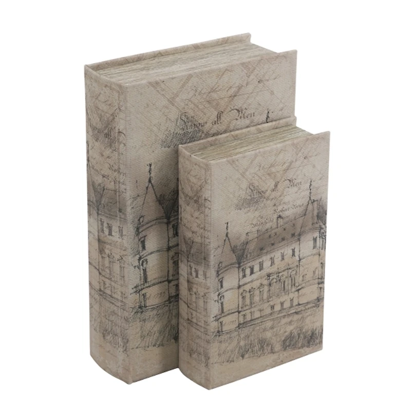 Gray Architectural Sketches Book Boxes, Set of 2
