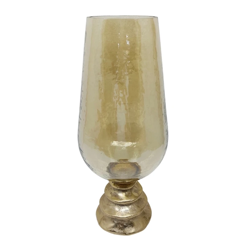 Gold Glass and Aluminum Pedestal Vase