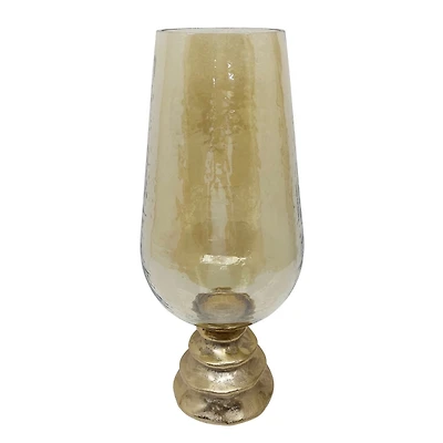 Gold Glass and Aluminum Pedestal Vase