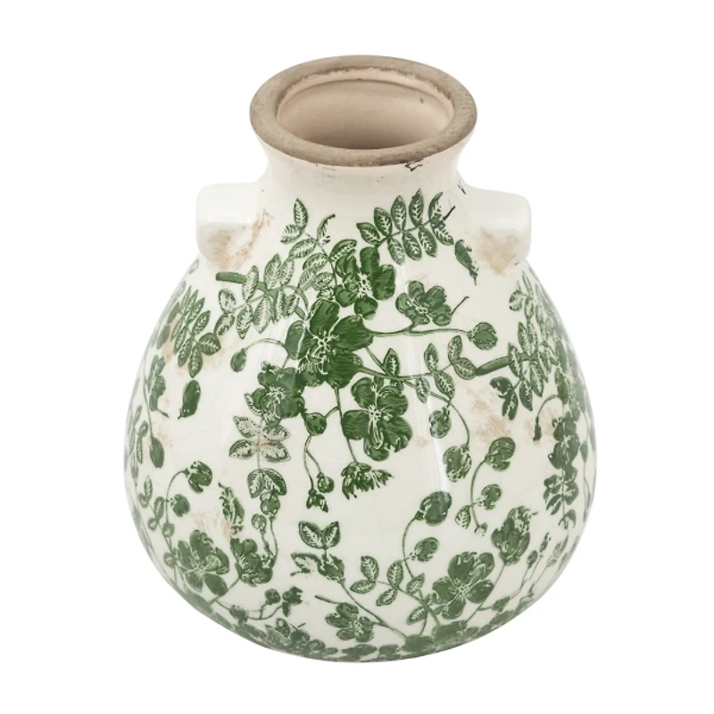 Green Floral Ceramic Jug Vase