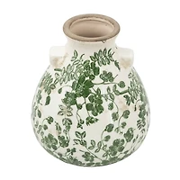 Green Floral Ceramic Jug Vase