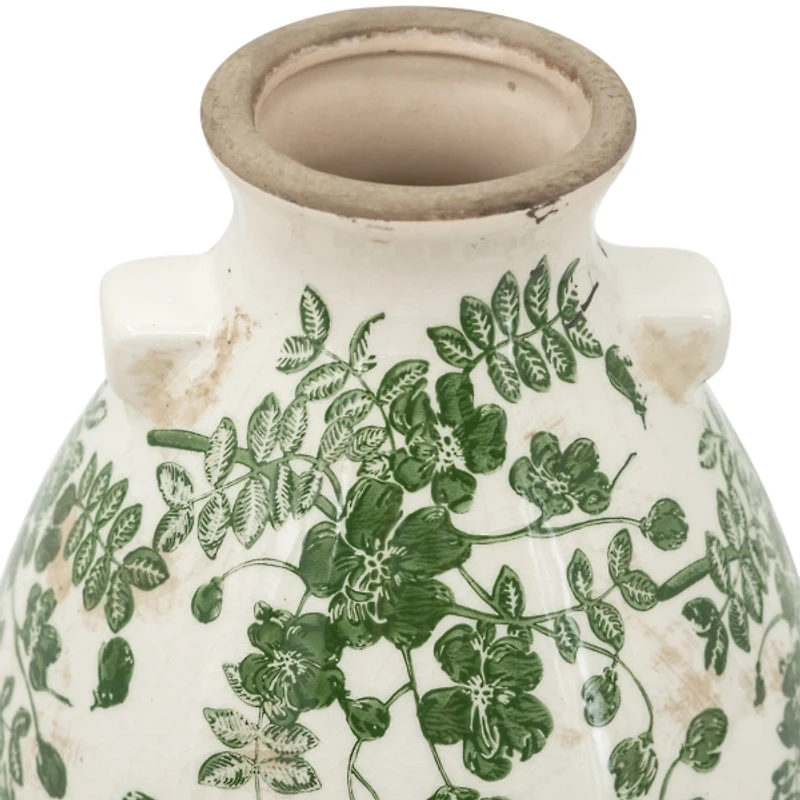 Green Floral Ceramic Jug Vase