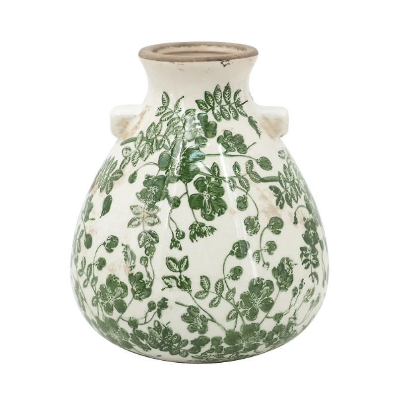 Green Floral Ceramic Jug Vase
