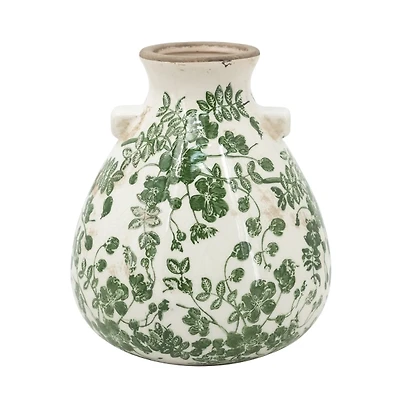 Green Floral Ceramic Jug Vase