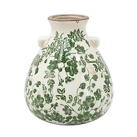 Green Floral Ceramic Jug Vase