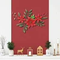 Holiday Poinsettia Floral Spray Wall Plaque