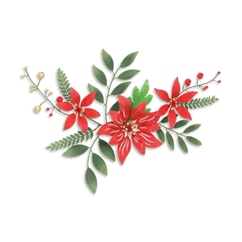 Holiday Poinsettia Floral Spray Wall Plaque