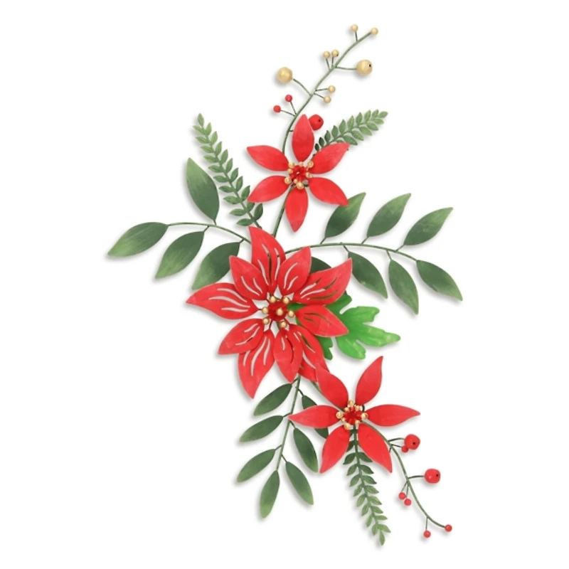 Holiday Poinsettia Floral Spray Wall Plaque