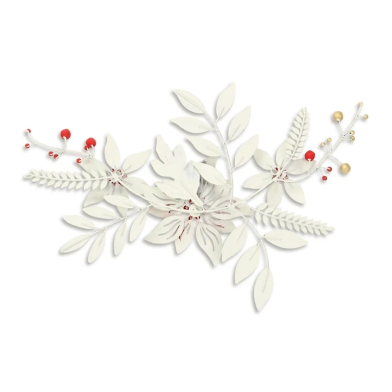 Holiday Poinsettia Floral Spray Wall Plaque