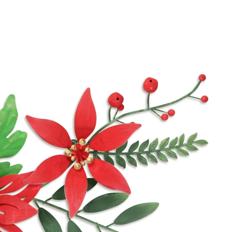 Holiday Poinsettia Floral Spray Wall Plaque