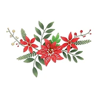 Holiday Poinsettia Floral Spray Wall Plaque