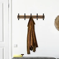 Black and Brown 5-Hook Coat Rack
