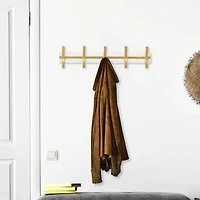 Gold and White 5-Hook Coat Rack