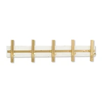 Gold and White 5-Hook Coat Rack