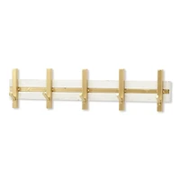 Gold and White 5-Hook Coat Rack