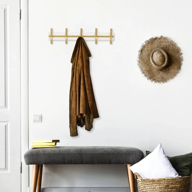 Gold and White 5-Hook Coat Rack