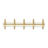 Gold and White 5-Hook Coat Rack