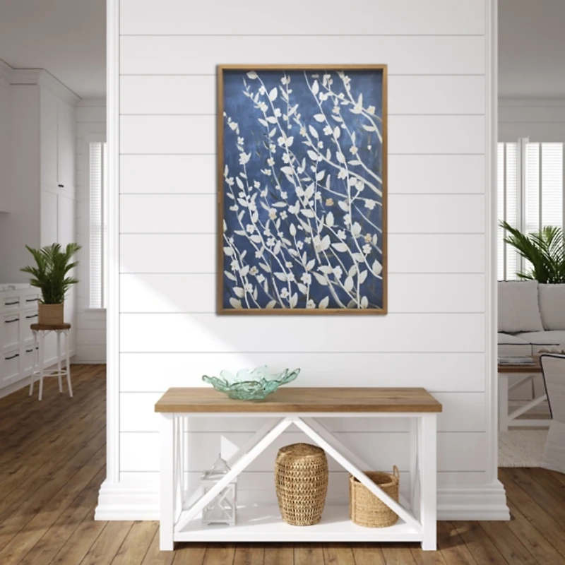 Azure Blooms Framed Canvas Art Print