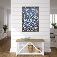 Azure Blooms Framed Canvas Art Print