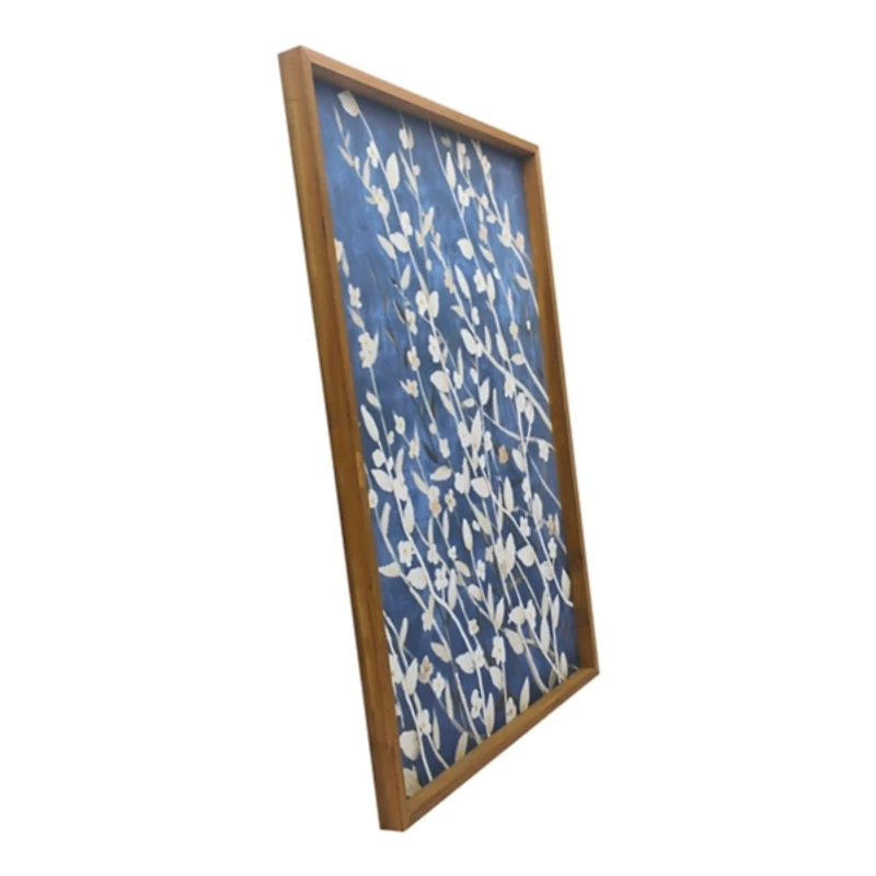 Azure Blooms Framed Canvas Art Print