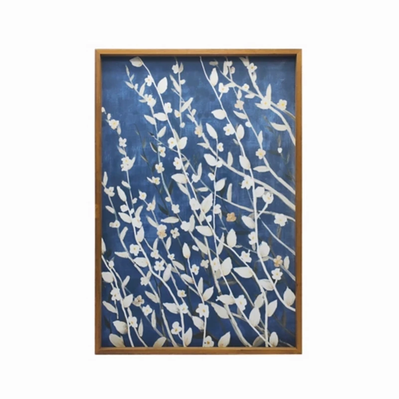 Azure Blooms Framed Canvas Art Print