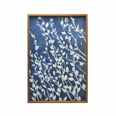 Azure Blooms Framed Canvas Art Print