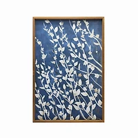 Azure Blooms Framed Canvas Art Print