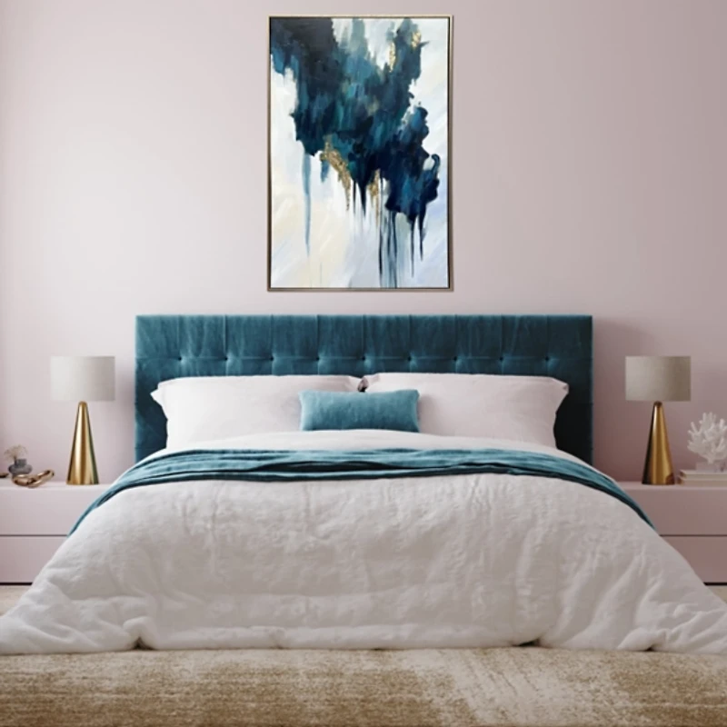 Turquoise Glimmer Framed Canvas Art Print