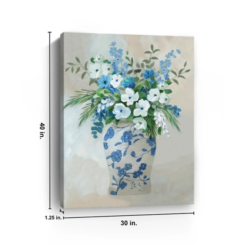 Blue Floral Jar Canvas Art Print