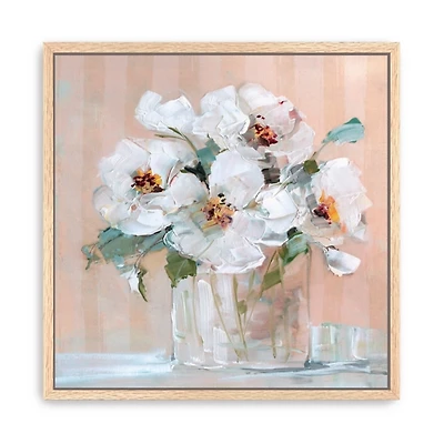 Soft Elegant Floral Framed Canvas Art Print