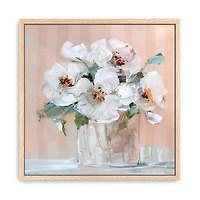 Soft Elegant Floral Framed Canvas Art Print